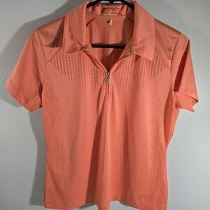 Nike Golf Polo Shirt Womens Medium  Performance Short Sleeve Dri-Fit Coral